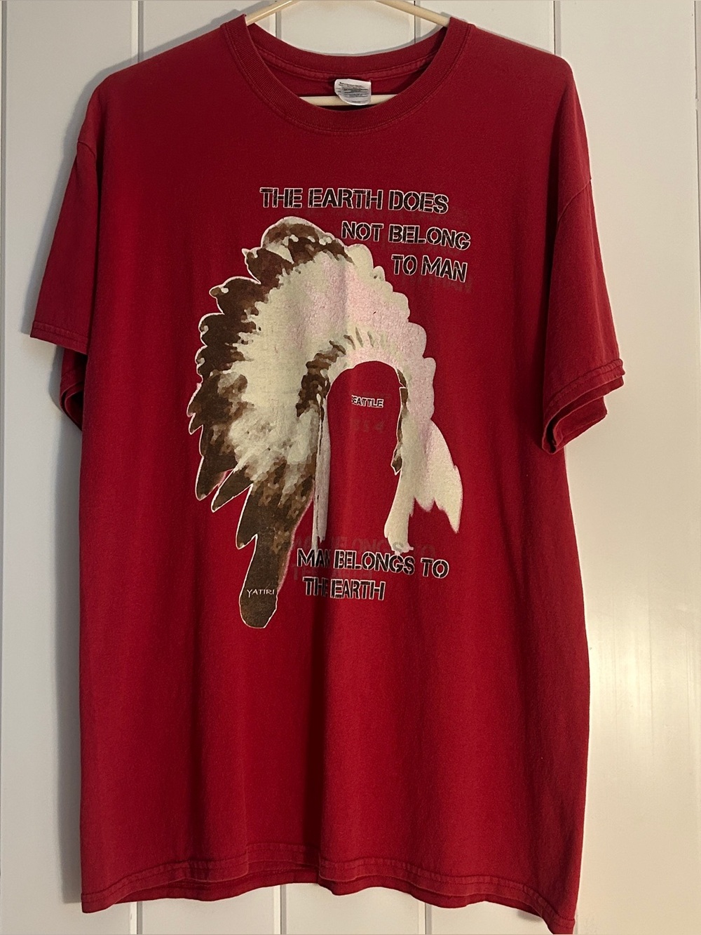 Vintage Chief Seattle T Shirt Large red Native American Earth Belong Web Of Life
